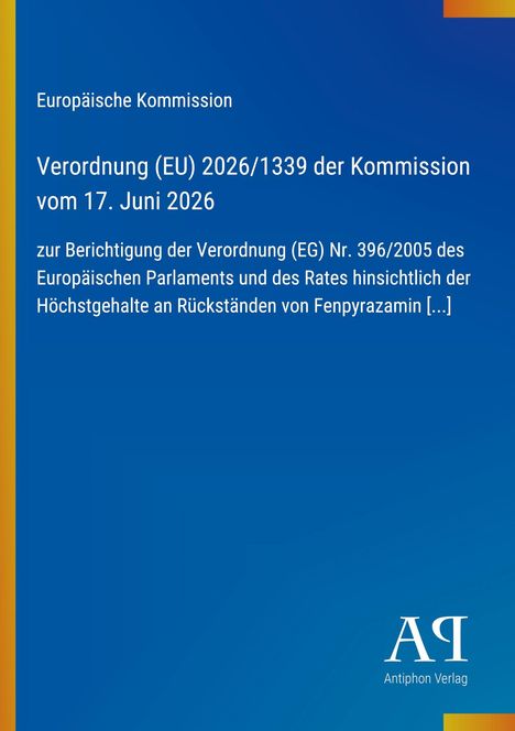 Text über EU-Kommission und Verordnung auf blauem Grund, vertikale Gelb-Orange Linie links, Logo unten.