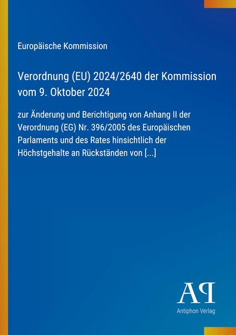 Text: Verordnung (EU) 2024/2640... Grafik: Blaues Design mit gelbem Rand, Logo unten rechts.