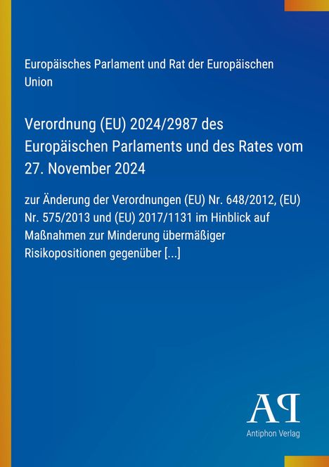 Text über EU-Verordnung vom 27. November 2024. Blaues Design, gelber Rand, Logo „AQ“ unten rechts.