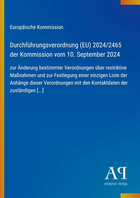 Text über EU-Verordnung, Datum: 10. September 2024, mit Logo unten rechts, Hintergrund in Blau.
