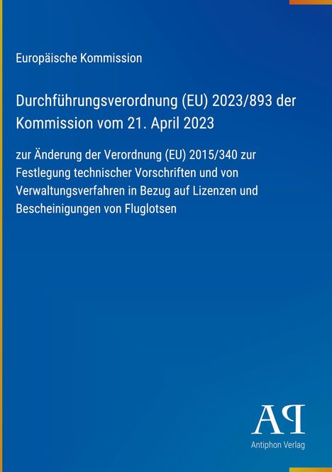 Titel: "Durchführungsverordnung (EU) 2023/893 der Kommission" auf blauem Hintergrund, Logo unten rechts.
