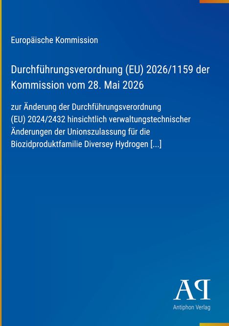 Durchführungsverordnung (EU) 2026/1159, Europäische Kommission, blau, Logo Antiphon Verlag.