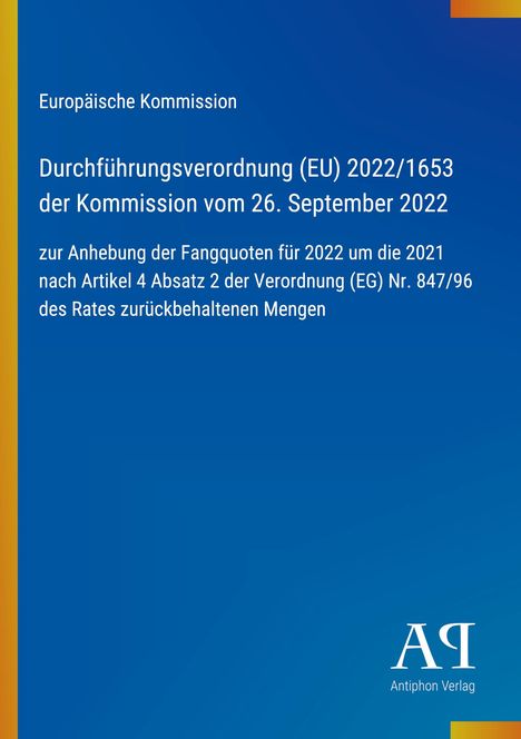 Titel: Durchführungsverordnung (EU) 2022/1653. Blauer Hintergrund mit Logo unten rechts.