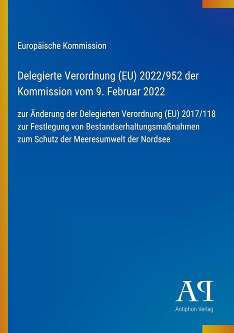 Text über EU-Verordnung auf blauem Hintergrund, links gelber Streifen und unten rechts ein Verlagslogo.