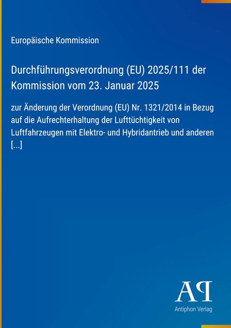 Durchführungsverordnung (EU) 2025/111 der Europäischen Kommission. Blaues Cover mit weißem Text und Verlagslogo unten.