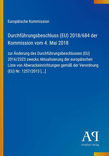 Titel: Durchführungsbeschluss (EU) 2018/684 vom 4. Mai 2018. Blaues Cover, Logo unten rechts.