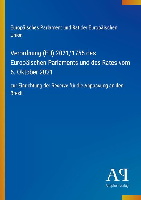 Text über die EU-Verordnung zur Brexit-Anpassung. Blaues Design mit Logo „AR Antiphon Verlag“ unten rechts.