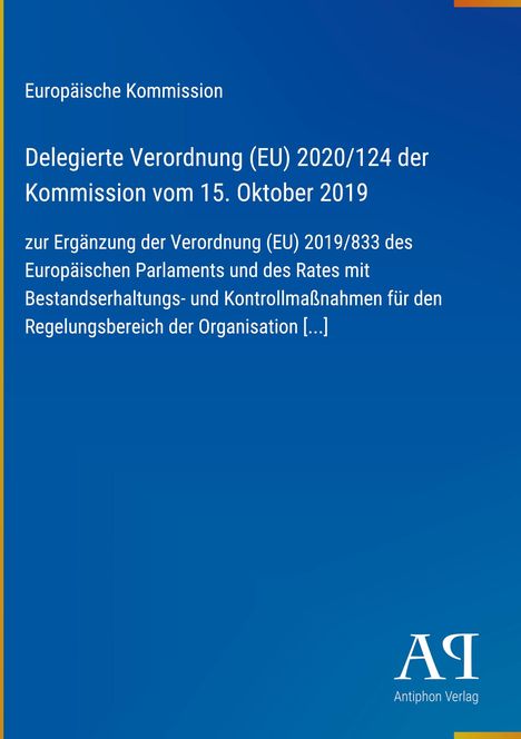 Text über EU-Verordnung, blaues Design, schlicht, Verlagslogo unten rechts, gelber Rand links.
