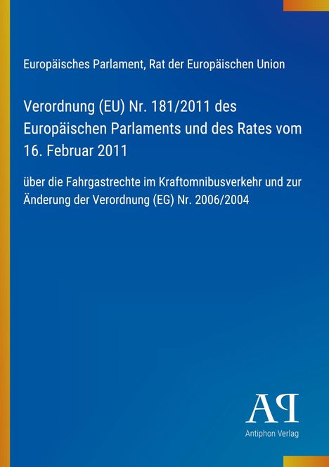 Text über Fahrgastrechte in der EU, blaues Cover, Antiphon Verlag.
