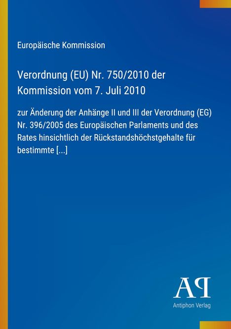 Text zu EU-Verordnung und Antiphon Verlag auf blauem Hintergrund mit gelbem Rand.