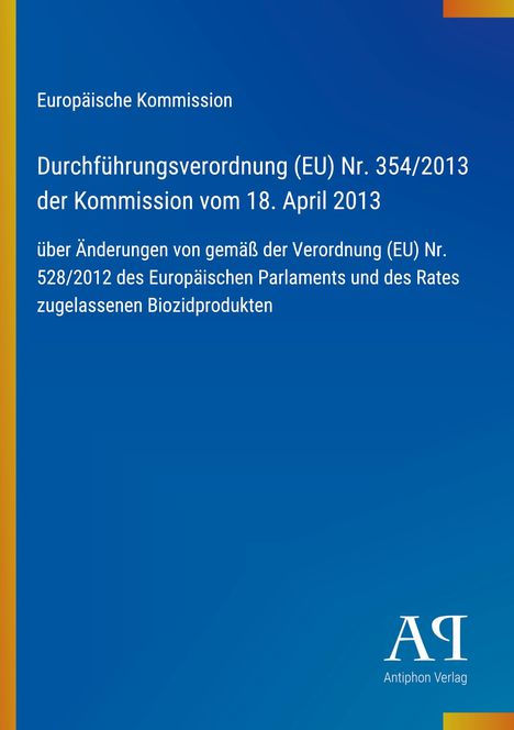 „Durchführungsverordnung (EU) Nr. 354/2013“ auf blauem Hintergrund. Unten rechts ein Logo.