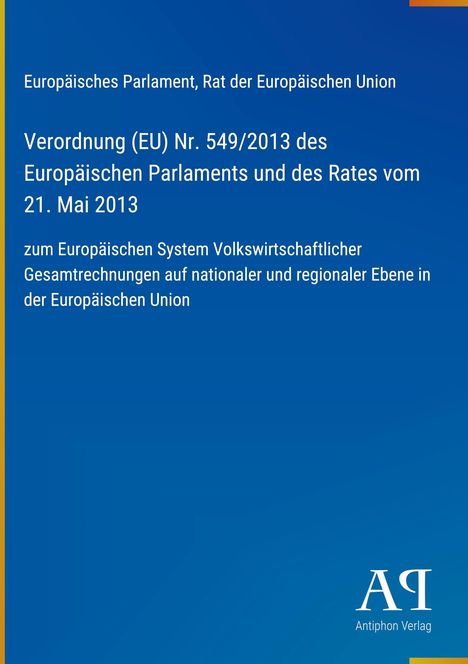Verordnung (EU) Nr. 549/2013, Europäisches Parlament; blauer Hintergrund mit AE-Logo unten.