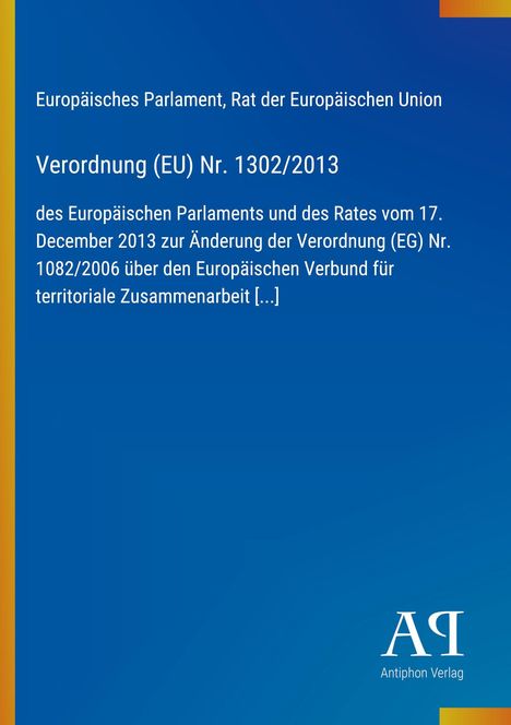 Verordnung (EU) Nr. 1302/2013 des Europäischen Parlaments und des Rates; blaues Design mit gelben Akzenten, Logo: AQ.
