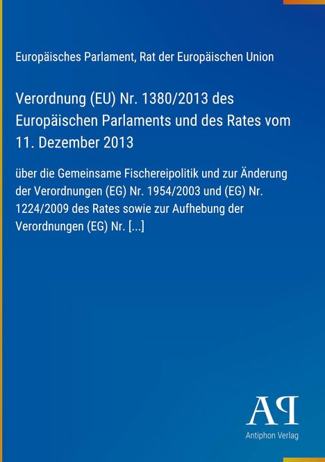 Text zur EU-Verordnung über Fischereipolitik vom 11. Dezember 2013. Oben links und unten rechts sind farbige Designs.