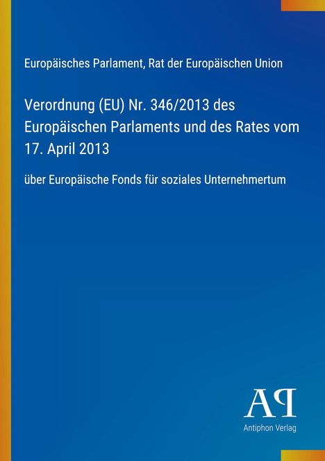Text über EU-Verordnung zu sozialen Unternehmen. Blaues Design mit gelbem Rand, unten rechts Verlagslogo.