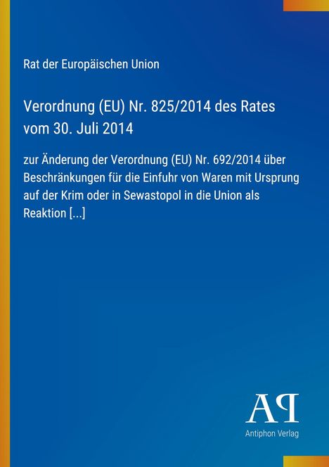 Ein blauer Hintergrund mit gelbem Streifen links. Oben steht: "Rat der Europäischen Union". Unten rechts ein Logo.