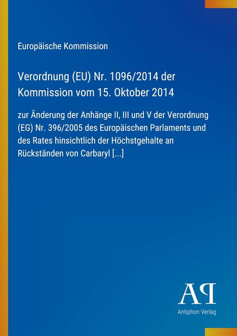 Text über EU-Verordnung, blau-gelber Hintergrund, "Antiphon Verlag" unten.