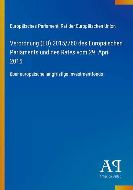 Text: Verordnung (EU) 2015/760 über europäische langfristige Investmentfonds. Hintergrund: Blau mit gelben Streifen.