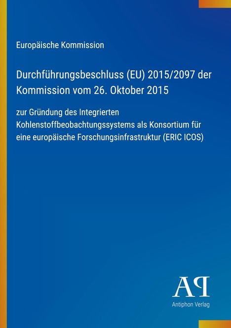 Europäische Kommission - Beschluss zur Gründung des integrierten Kohlenstoffbeobachtungssystems, blauer Hintergrund.