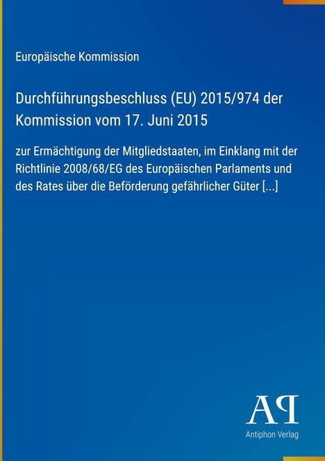 Titel: "Durchführungsbeschluss (EU) 2015/974 der Kommission" mit blauem Hintergrund und Verlagslogo unten.