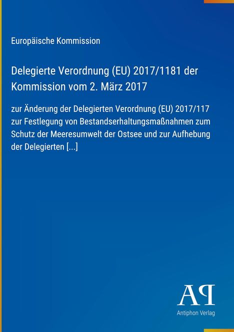 Text über EU-Verordnung zur Meeresumwelt in der Ostsee. Blaues Design mit Verlag-Logo unten rechts.