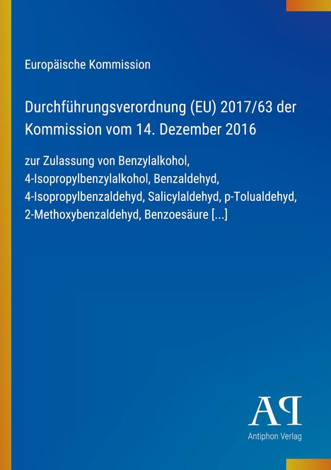 Text auf blauem Hintergrund: EU-Verordnung über chemische Substanzen. Links gelber Streifen. Unten Logo "Antiphon Verlag".