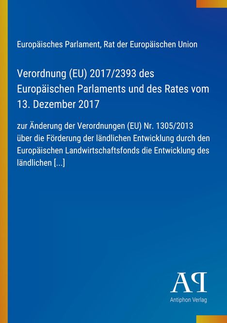 Text: Verordnung (EU) 2017/2393 des Europäischen Parlaments; Blau mit bunten Streifen; Logo unten rechts.