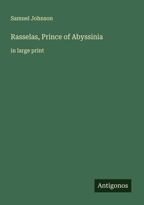 Samuel Johnson: Rasselas, Prince of Abyssinia, Buch