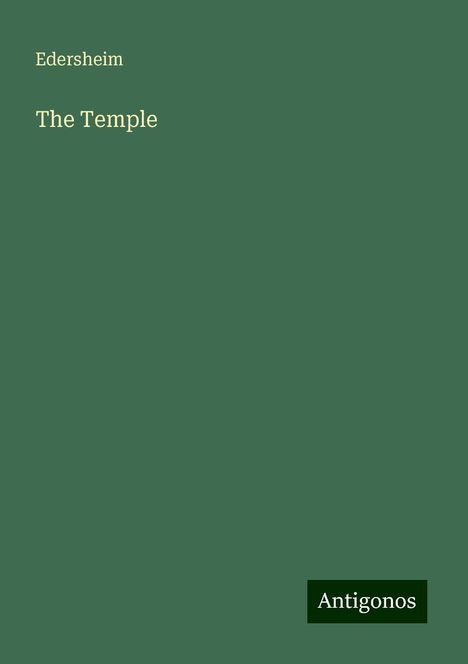 Edersheim: The Temple, Buch