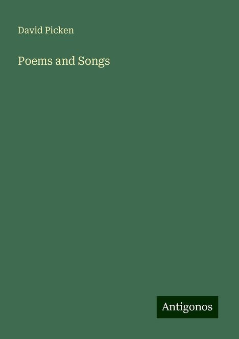 David Picken: Poems and Songs, Buch