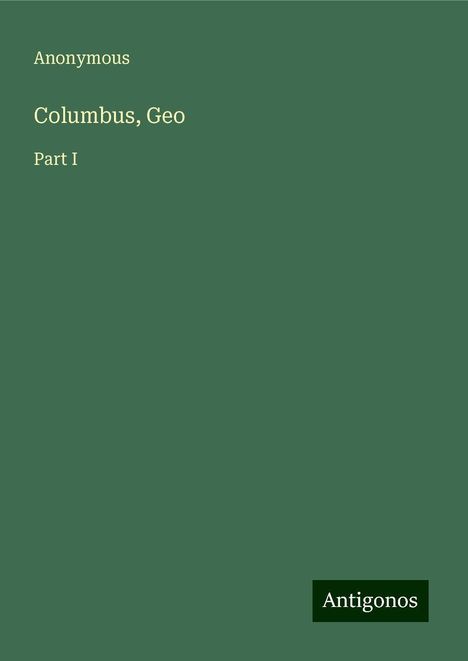 Anonymous: Columbus, Geo, Buch