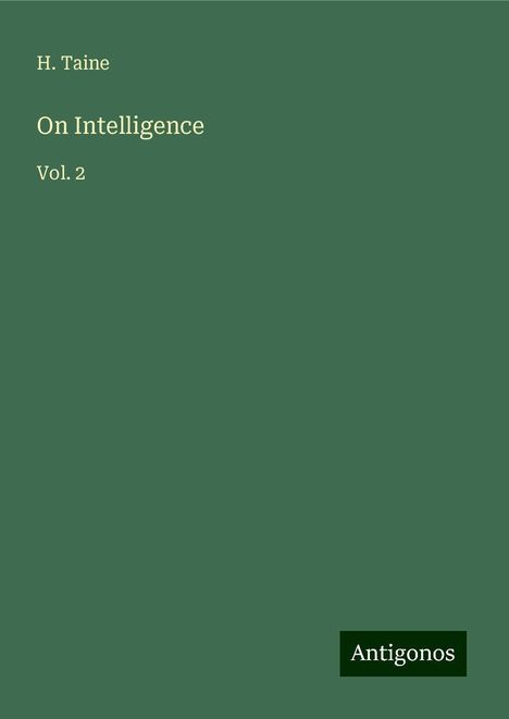 H. Taine: On Intelligence, Buch