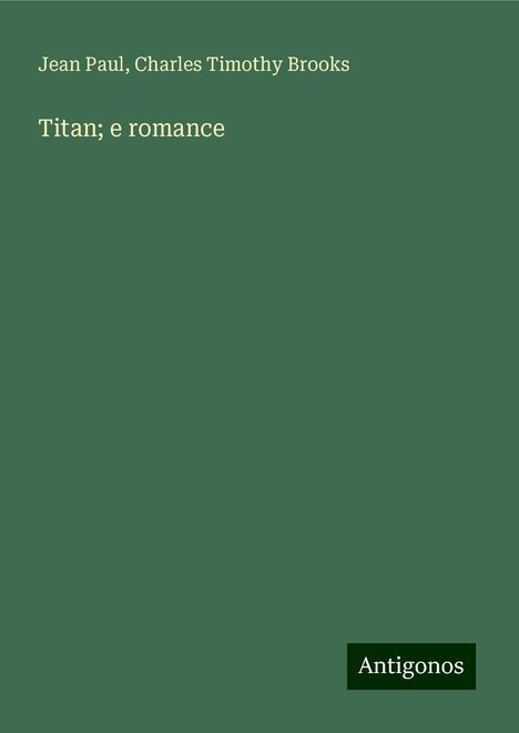 Jean Paul: Titan; e romance, Buch