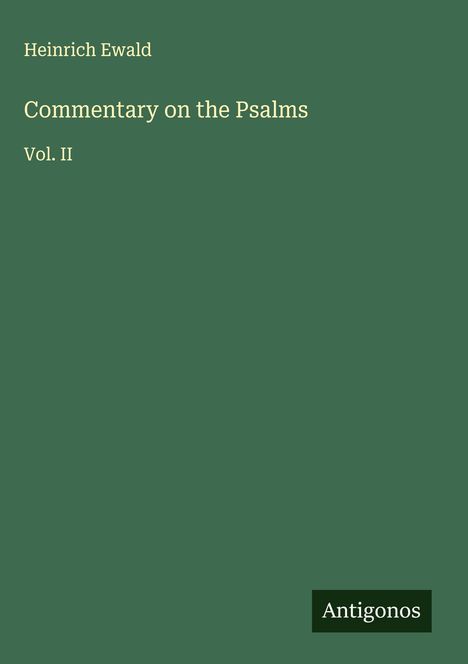Heinrich Ewald: Commentary on the Psalms, Buch