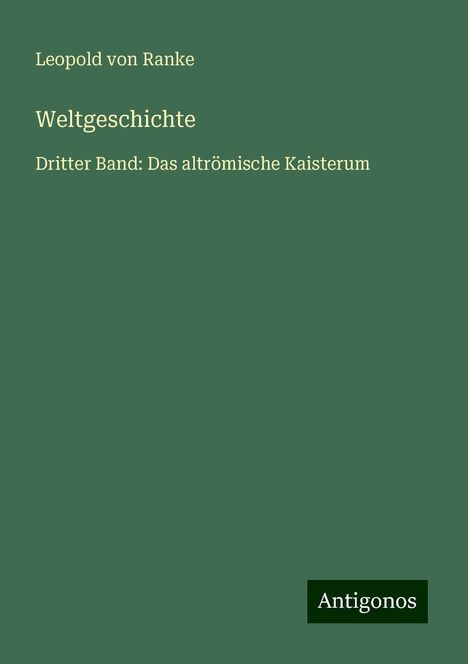 Leopold von Ranke: Weltgeschichte, Buch
