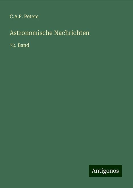 C. A. F. Peters: Astronomische Nachrichten, Buch