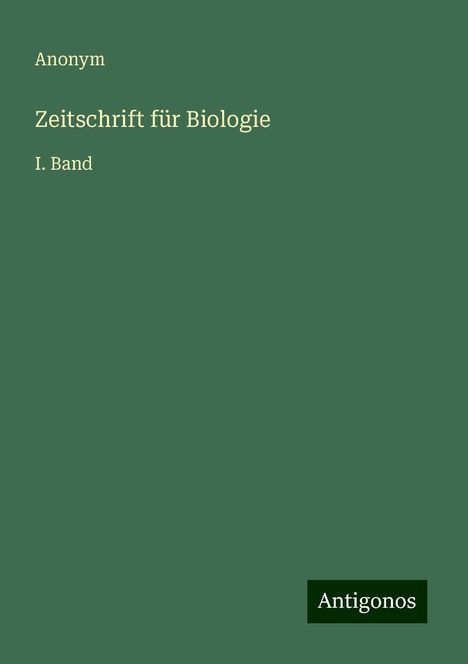 Anonym: Zeitschrift für Biologie, Buch