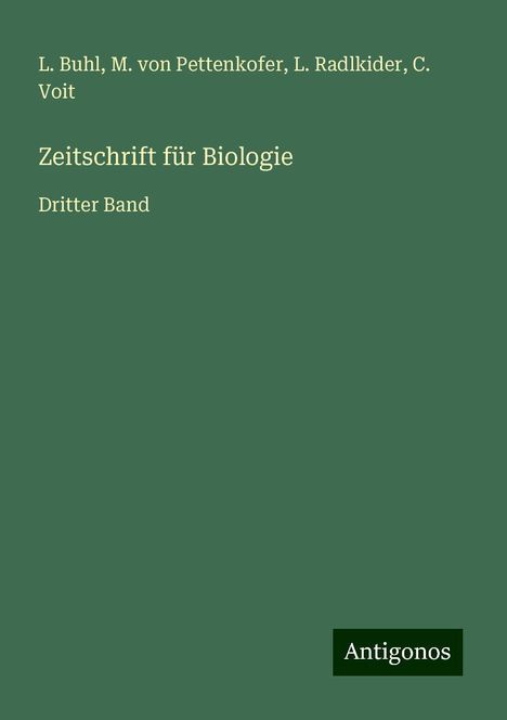 L. Buhl: Zeitschrift für Biologie, Buch