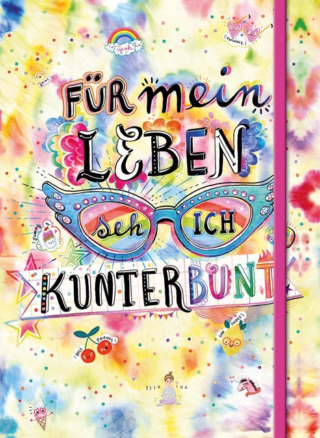 Emma Flint: Für mein Leben seh ich kunterbunt (Notizbuch No. 2 Emma Flint). DIN A5 punktkariert mit farbiger Einstecktasche, Lesebändchen und Verschlussgummi, Buch