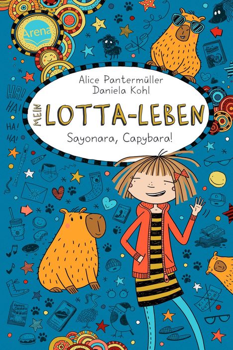 Titel: "MEIN LOTTA-LEBEN: Sayonara, Capybara!" von Alice Pantermüller und Daniela Kohl. Buntes, verspieltes Design.