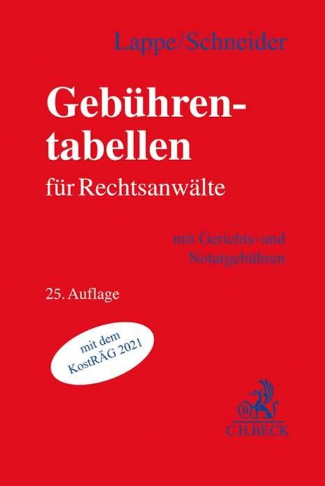 Friedrich Lappe: Gebührentabellen für Rechtsanwälte, Buch