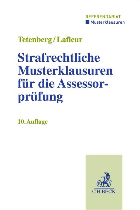 "Strafrechtliche Musterklausuren für die Assessorklausur" steht in blau. Oben: "Tetenberg/Lafleur". Unten: Logo C.H.BECK.