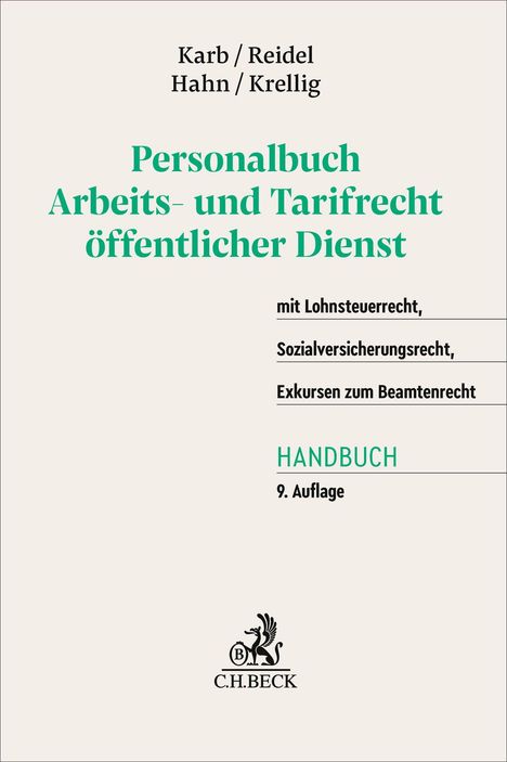„Personalbuch Arbeits- und Tarifrecht öffentlicher Dienst“, Autoren, Details zu Inhalten, „HAND­BUCH“, Verlag C.H.BECK Logo.