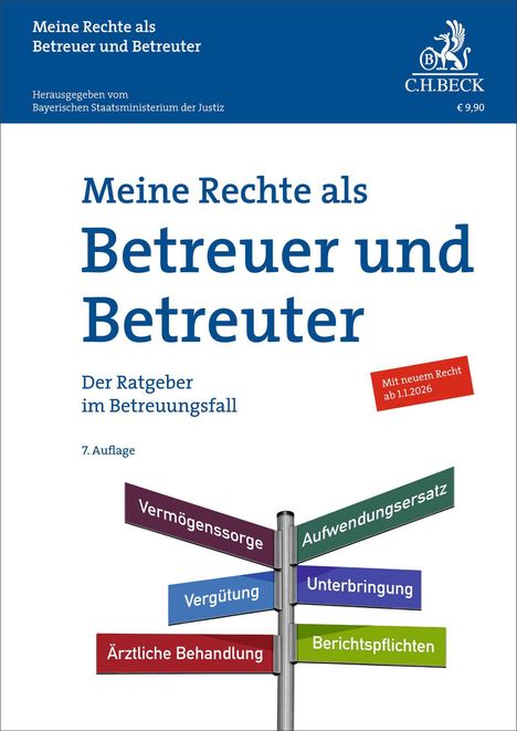 "Meine Rechte als Betreuer und Betreuter". Darunter ein Wegweiser mit Begriffen wie "Vermögenssorge" und "Vergütung".