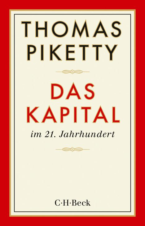 Text: "THOMAS PIKETTY", "DAS KAPITAL", "im 21. Jahrhundert", "C.H.Beck". Einfaches, elegantes Buchcover.