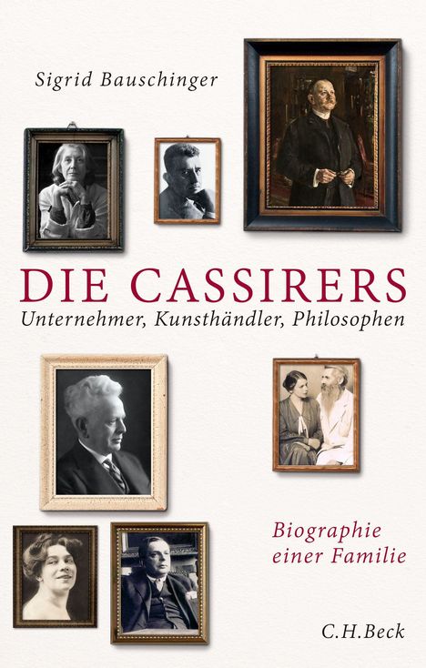 "Die Cassirers: Unternehmer, Kunsthändler, Philosophen. Biographie einer Familie." Verschiedene gerahmte Porträts.