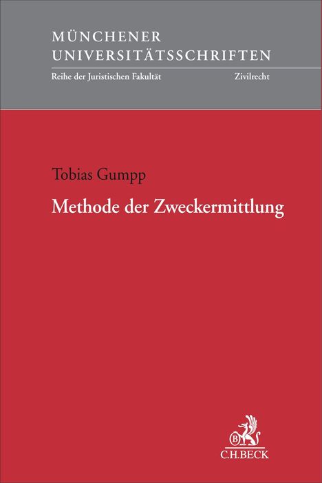 Titel: "Methode der Zweckermittlung" von Tobias Gumpp. Oben: "Münchener Universitätsschriften". Unten: Logo von C.H.BECK.