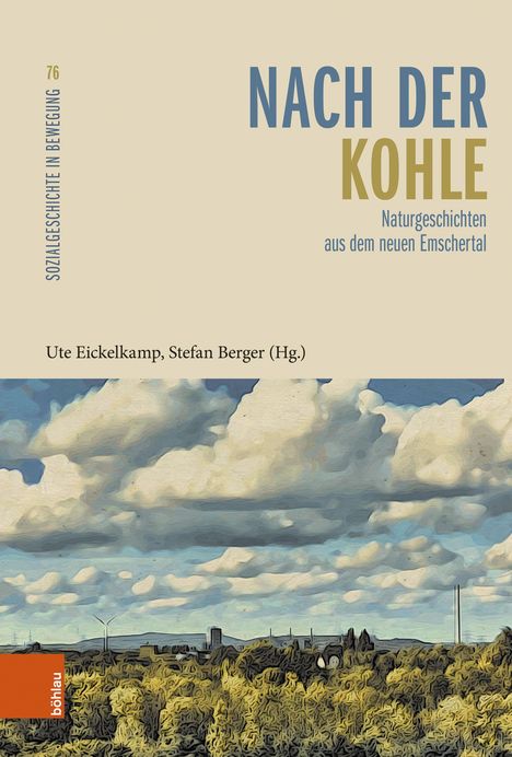 „NACH DER KOHLE“ in großen Buchstaben, darunter Landschaft mit Wolken und Wald, Windkraftanlage am Horizont, Buchcover.