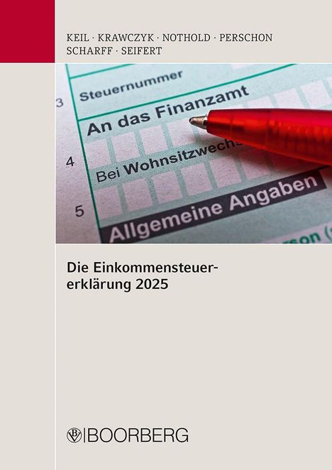 Steuernummer, An das Finanzamt, Bei Wohnsitzwechsel, Allgemeine Angaben. Ein roter Stift liegt darauf.