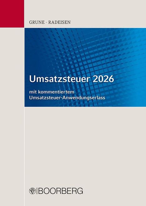 "Umsatzsteuer 2026" in großen Buchstaben auf blauem Hintergrund, darunter Verlag "BOORBERG".